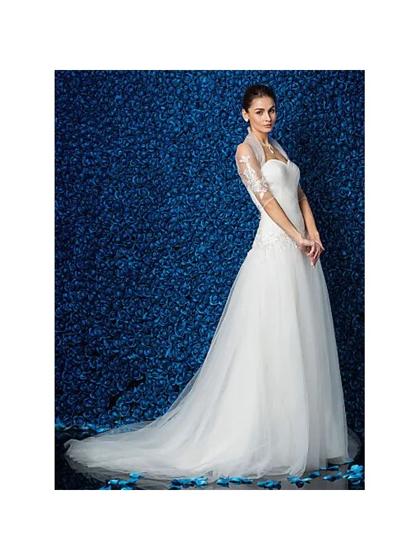Abito da Sposa Economico Online in Tulle con Corpetto fasciante sui fianchi ricamato