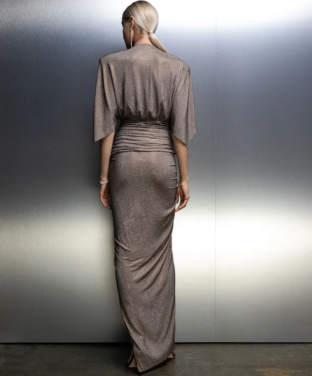 ALEXANDRE VAUTHIER Maxi abito beige con strass 233DR1951B1029B10