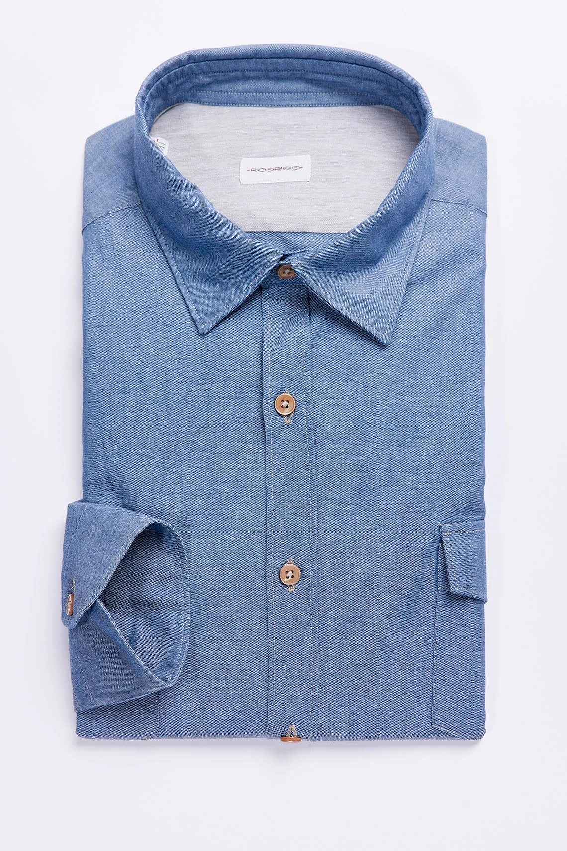 CAMICIA COLLO ITALIANO DENIM BLUE.