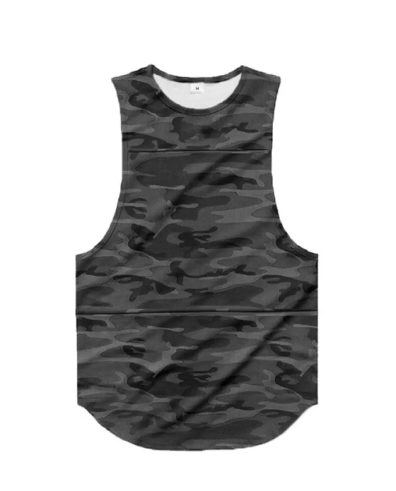 Canotta mimetica da uomo tinta unita Canotta fitness Canotta a maglia ad asciugatura rapida Abbigliamento da palestra Bodybuildi