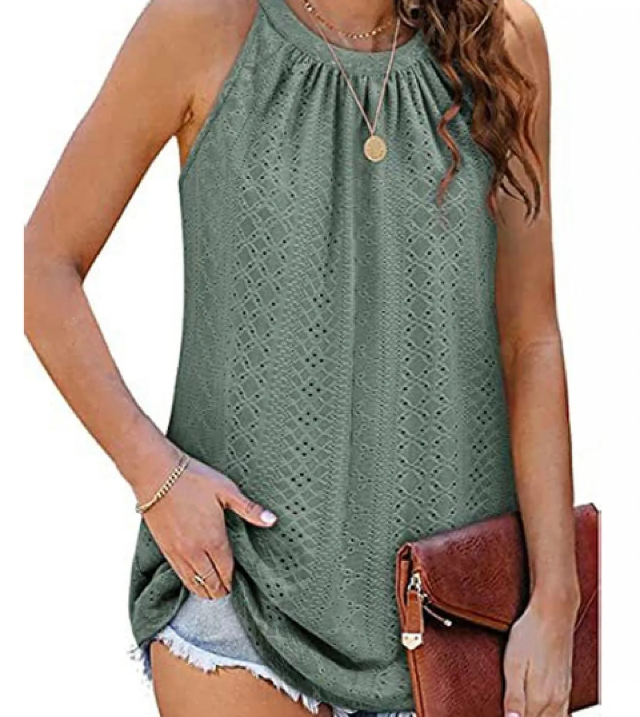 Canottiere senza maniche alla moda scavano fuori abiti pieghettati larghi casuali per le donne gilet viola o collo top vestiti B