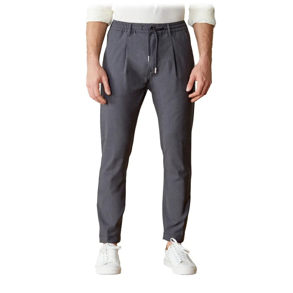 Cruna - Pantalone Mitte in Fresco Lana - 560 - Grigio Medio - Handmade in Italy - Pantaloni di Alta Qualità Luxury