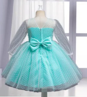 Elegante abito da sposa tutu da principessa per feste da ragazza per ragazza bambini fiocco manica lunga capodanno vestiti 4 10t