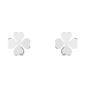 Orecchini Lobo Quadrifoglio Bon Ton Oro Bianco 375/1000 1415926
