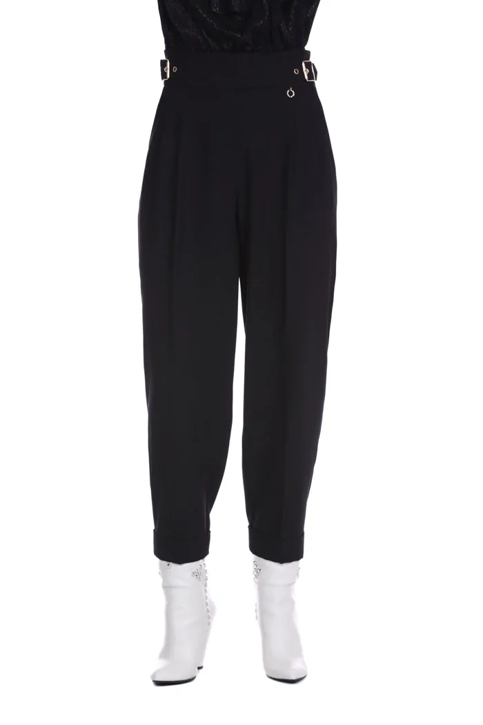 Pantaloni PERTRIS v.alta con elastico più cinturini più pinces con tasche più piegone f.do