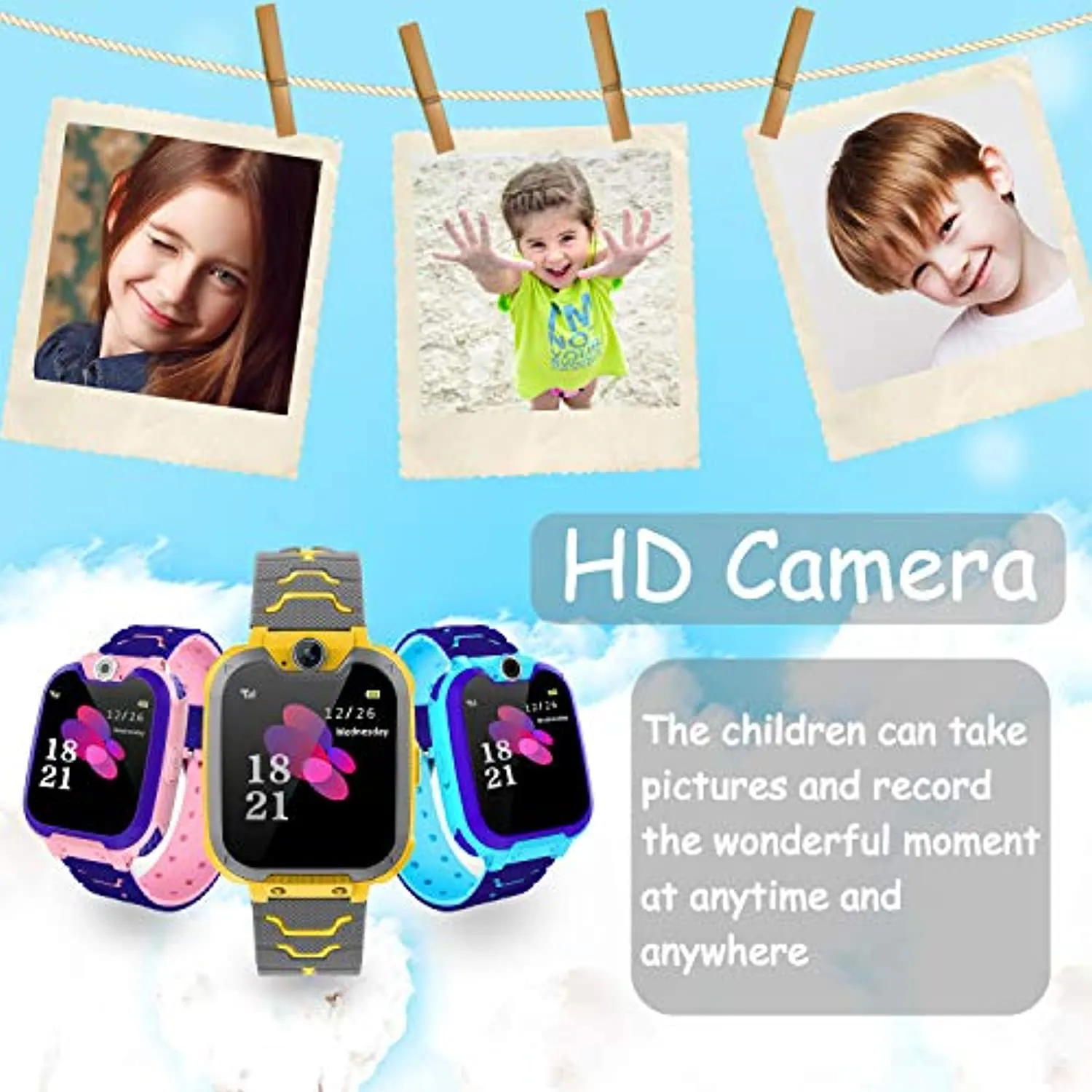 PTHTECHUS Orologio Intelligente Bambini con 7 Giochi - Musica MP3 Smartwatch Studente, Orologio Intelligente Bambini con Telefon