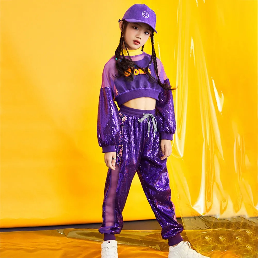 Ragazze Hip-hop Hip-hop Set di abbigliamento alla moda Abbigliamento da ballo jazz per bambini Fresco e bello Passerella Hiphop
