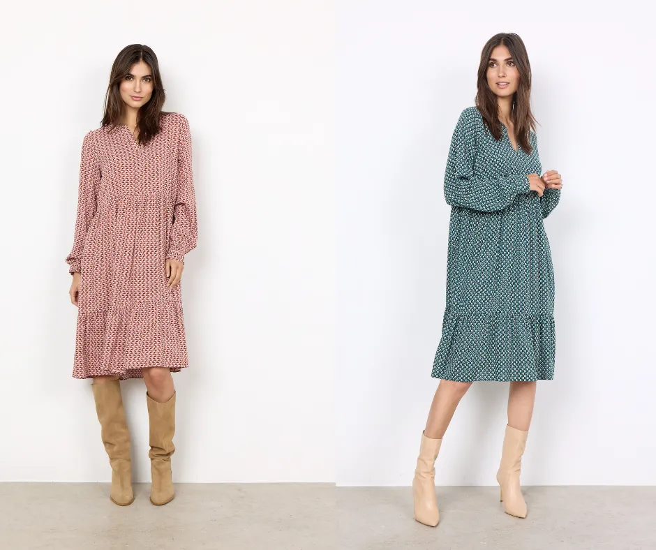 Talita 3: Abito Femminile in Viscosa LENZING™ ECOVERO™ con Stampa Geometrica – Unione di Eleganza e Sostenib