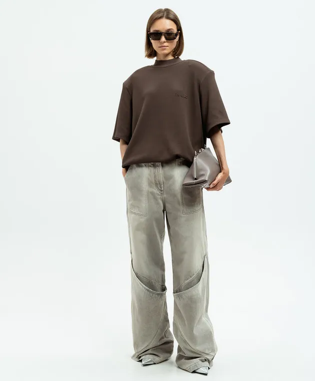 The Attico T-shirt Kylie marrone con spalle accentuate 247WCT173J049