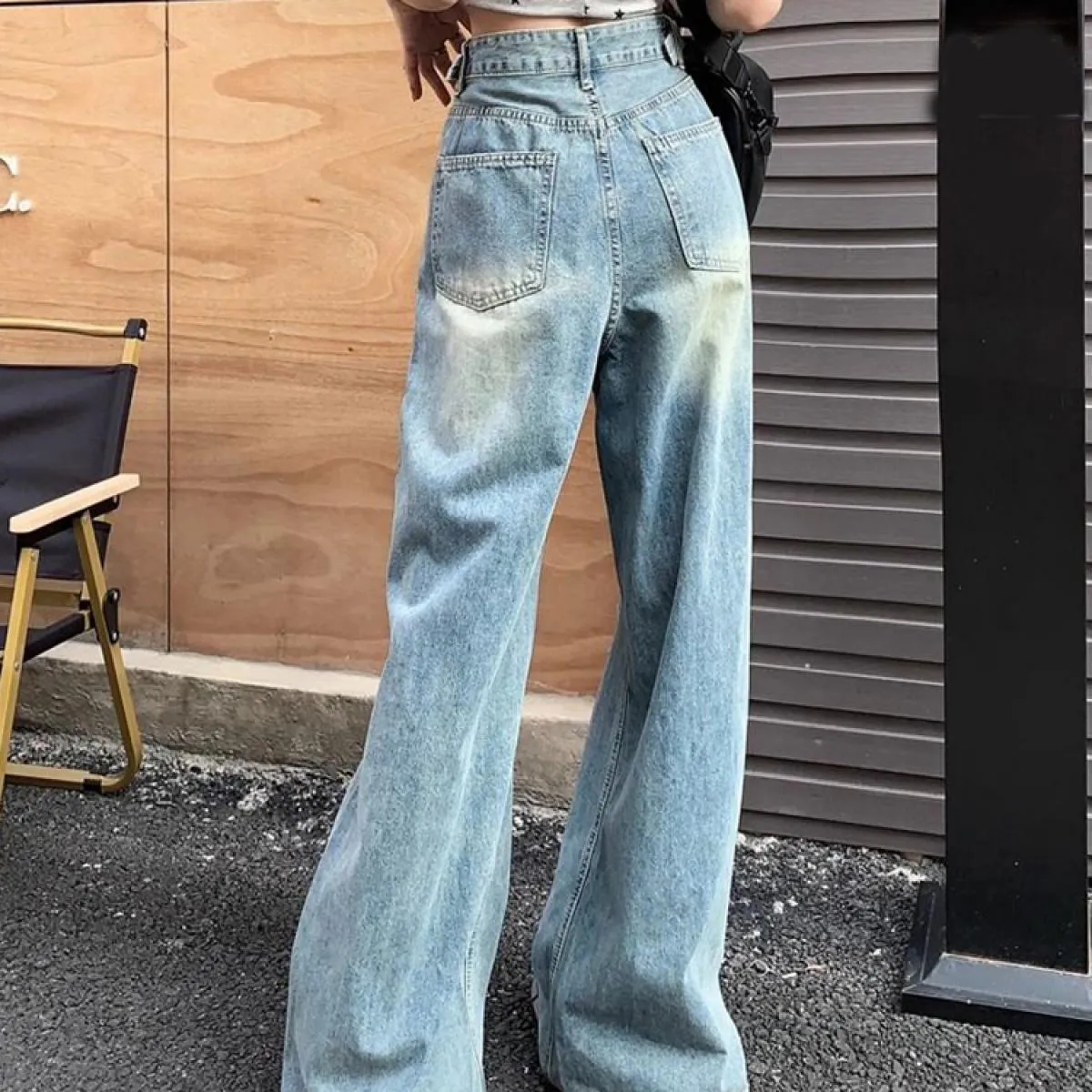 Zoki Hole Streetwear Jeans Donna Hip Hop scava fuori pantaloni larghi  pantaloni retrò a vita alta Casual Bf Harajuku Denim